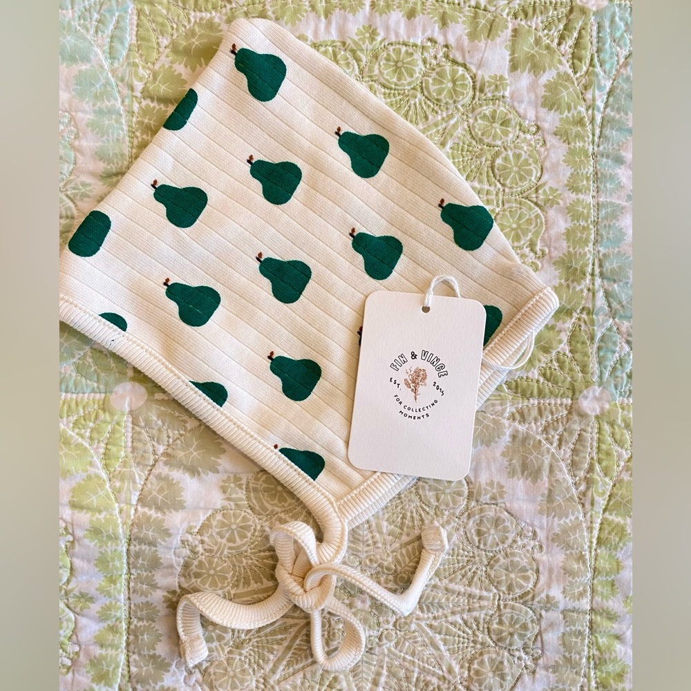 Fin & Vince 🐴🤎 Baby pixie tie bonnet pear 12-18 months - Picture 10 of 13